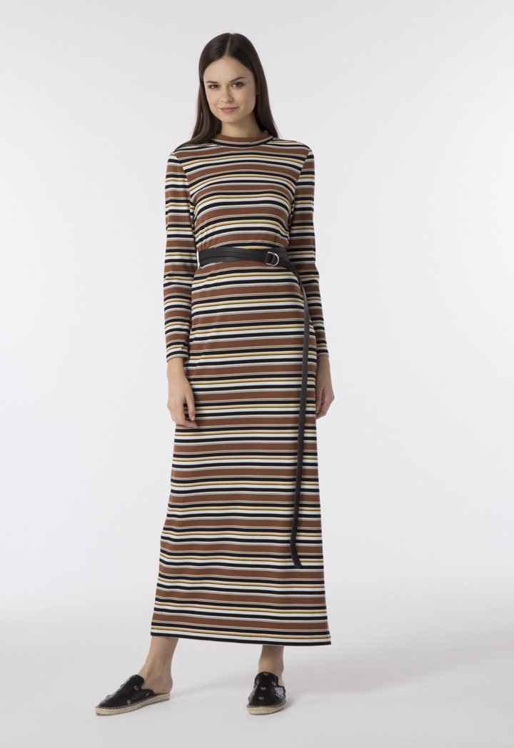 Choice Ribbed Stripes Knit Dress Multicolor