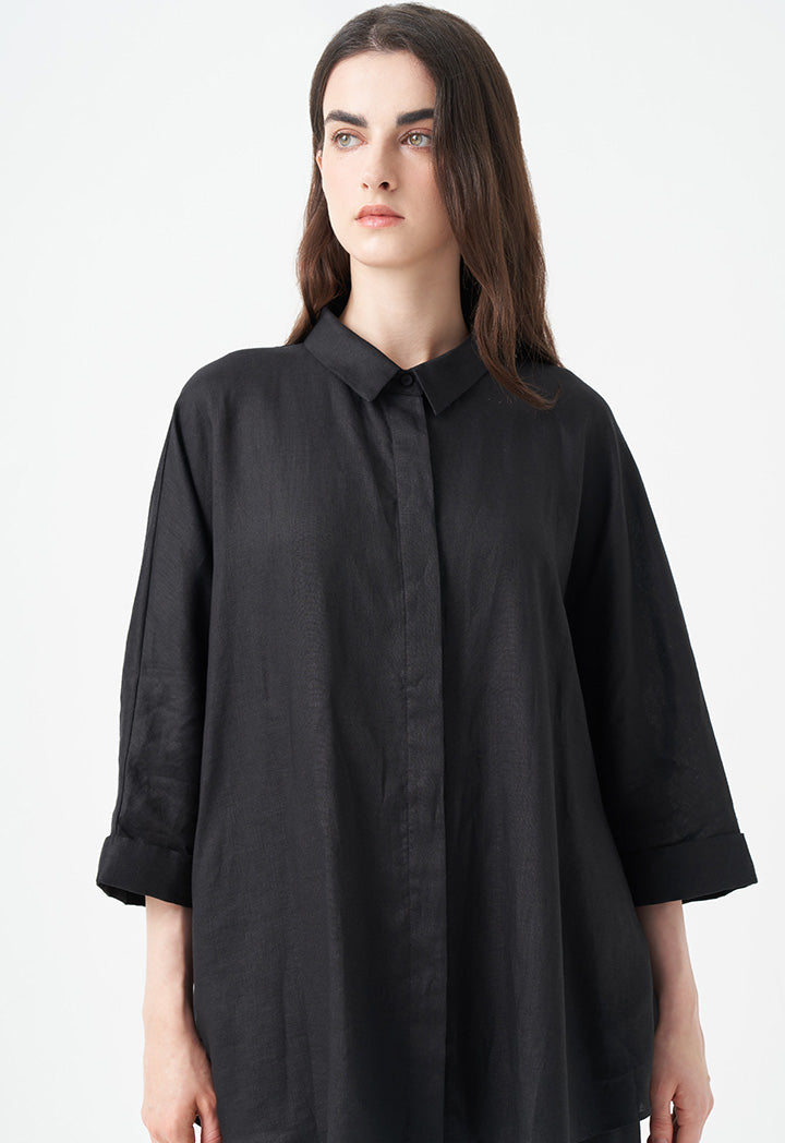 Choice Solid Relax Fit Shirt Black