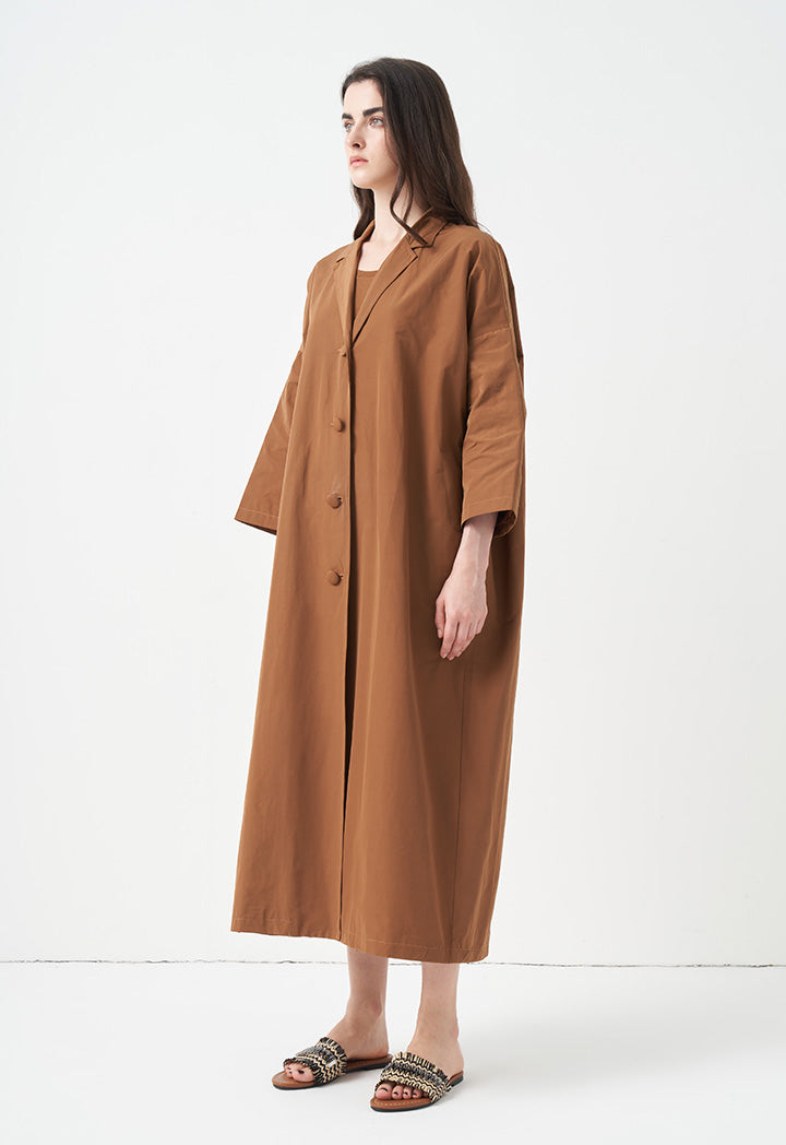 Choice Solid Maxi Outerwear Brown