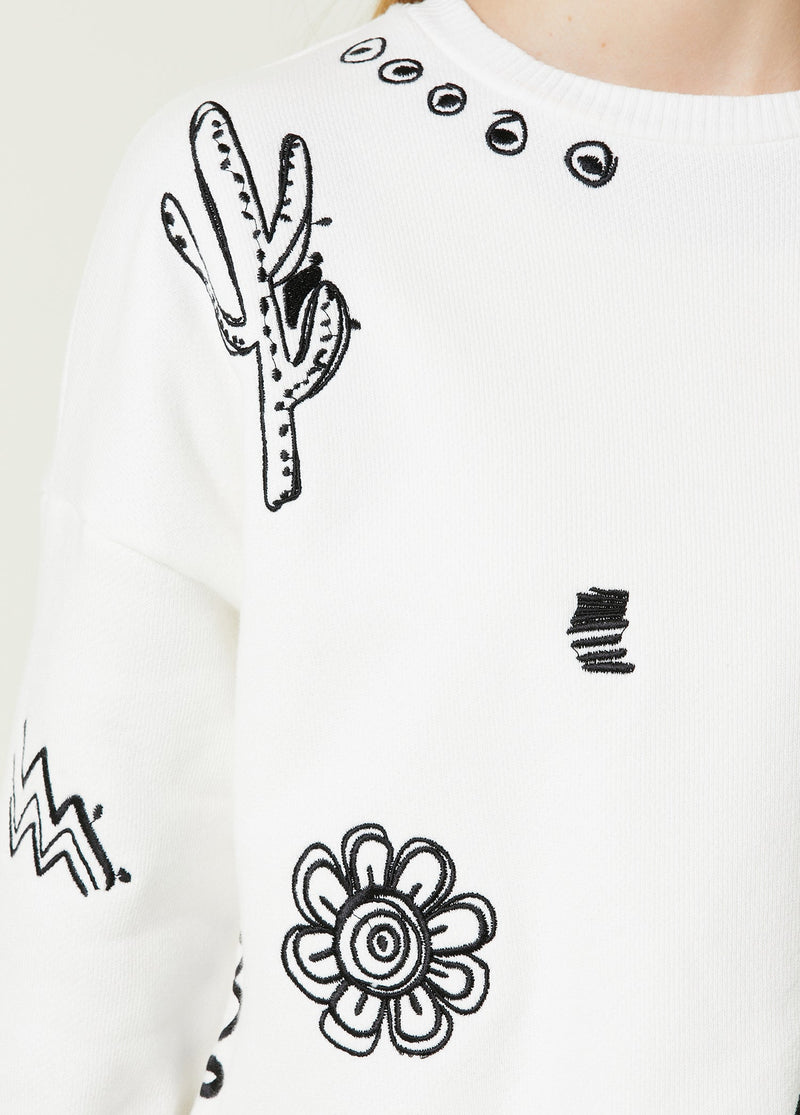 Beymen Club Crew Neck Embroidered Sweatshirt White