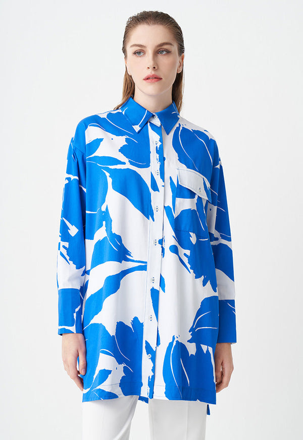 Choice Printed Long Sleeves Shirt Blue