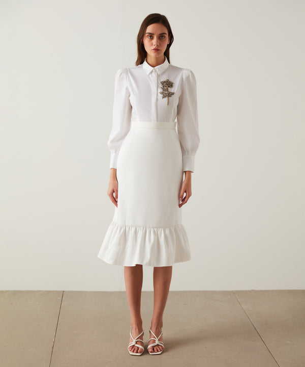 Machka High Waist Skirt White