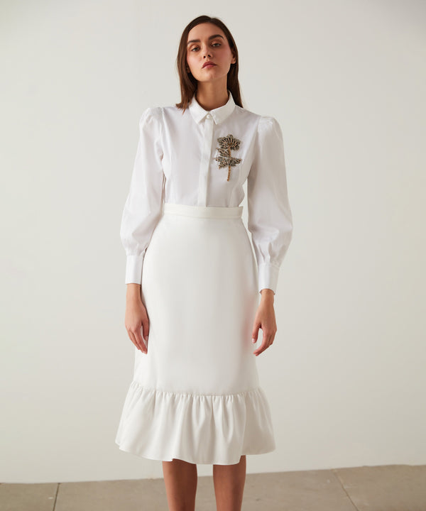 Machka High Waist Skirt White