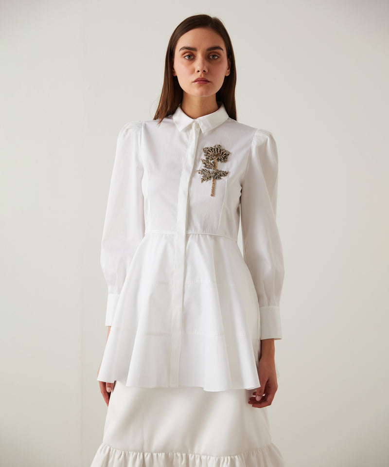 Machka Embellished Detail Tunic Shirt White