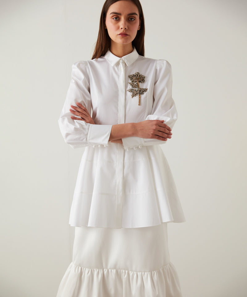 Machka Embellished Detail Tunic Shirt White