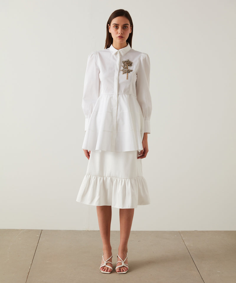 Machka Embellished Detail Tunic Shirt White