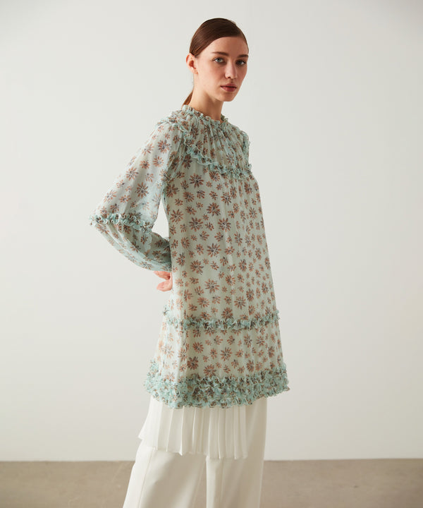 Machka Printed Frill Detail Blouse Nile