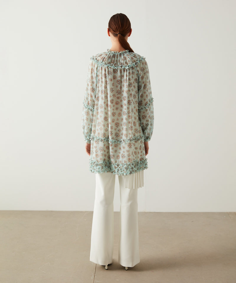 Machka Printed Frill Detail Blouse Nile