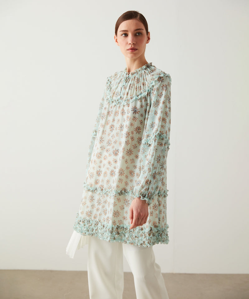 Machka Printed Frill Detail Blouse Nile