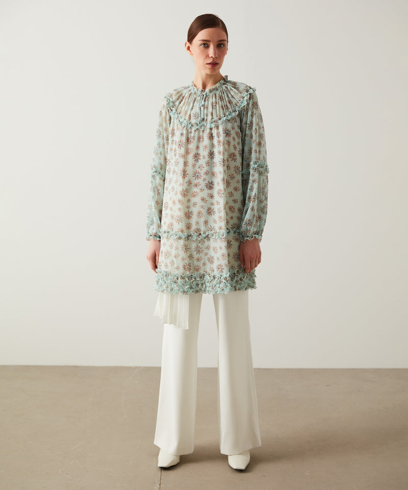 Machka Printed Frill Detail Blouse Nile