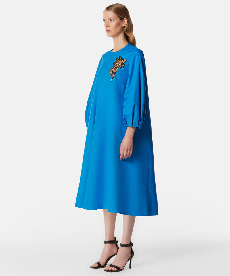 Machka Coconut Tree-Embroidered Dress Blue