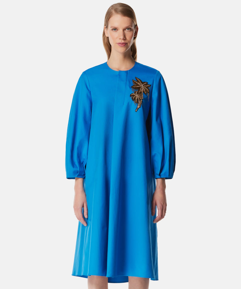 Machka Coconut Tree-Embroidered Dress Blue