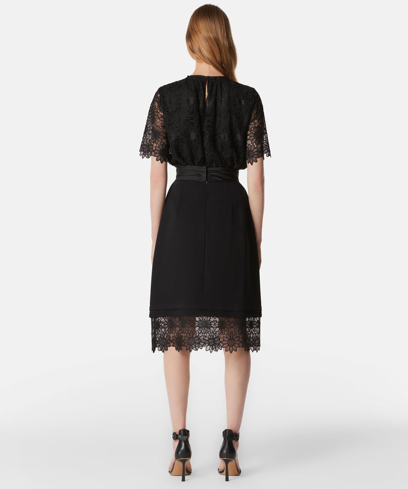 Machka Lace Detail High Waist Skirt Black