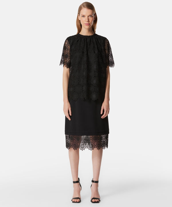 Machka Allover Lace-Embroidered Blouse Black