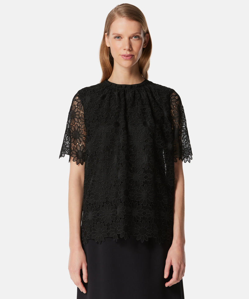 Machka Allover Lace-Embroidered Blouse Black