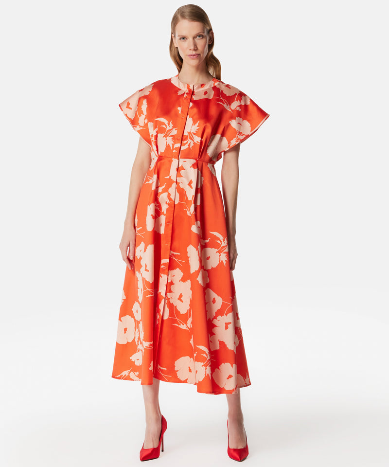 Machka Printed Maxi Dress With Belt Coral