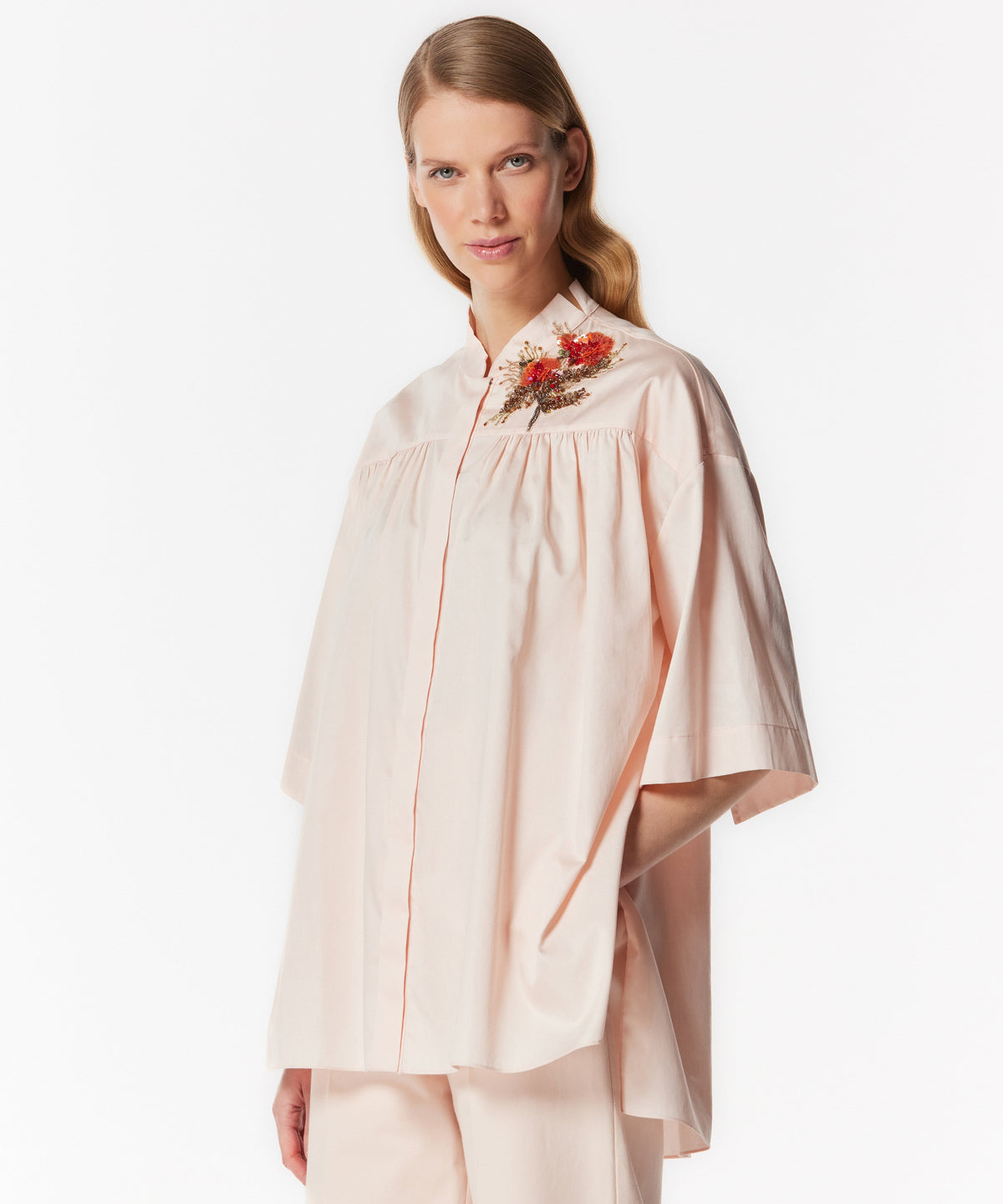 Max Hsuan Womens Summer Solid Sheer Batwing Blouse Chiffon