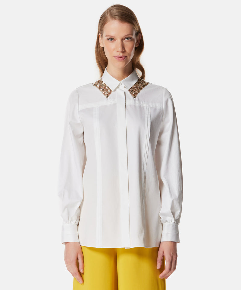 Machka Flower-Embellished Poplin Shirt White