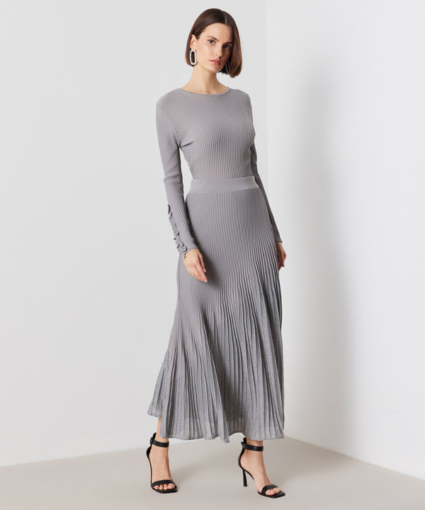 Ipekyol Lurex Pleated Maxi Skirt Grey