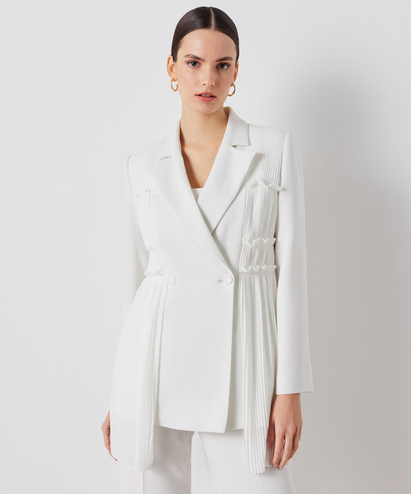 Ipekyol Solid Pleated Detail Jacket Off White