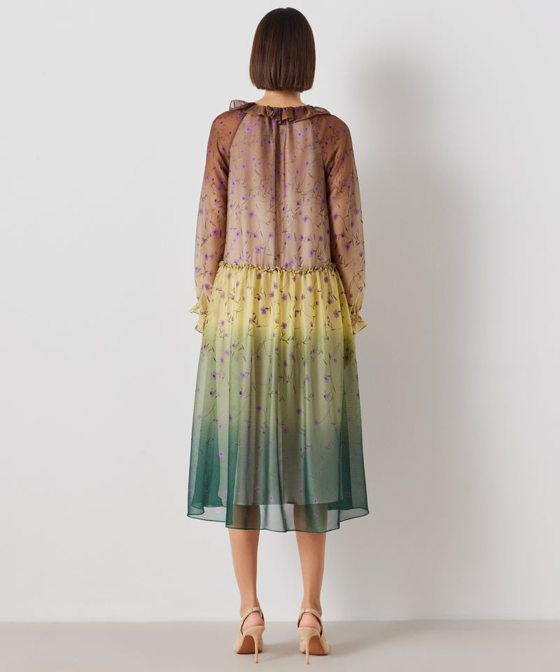 Ipekyol Printed Ruffle Detail Midi Dress Natural