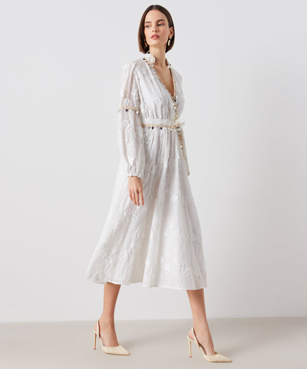 Ipekyol Sequin Detail Embroidered Dress White