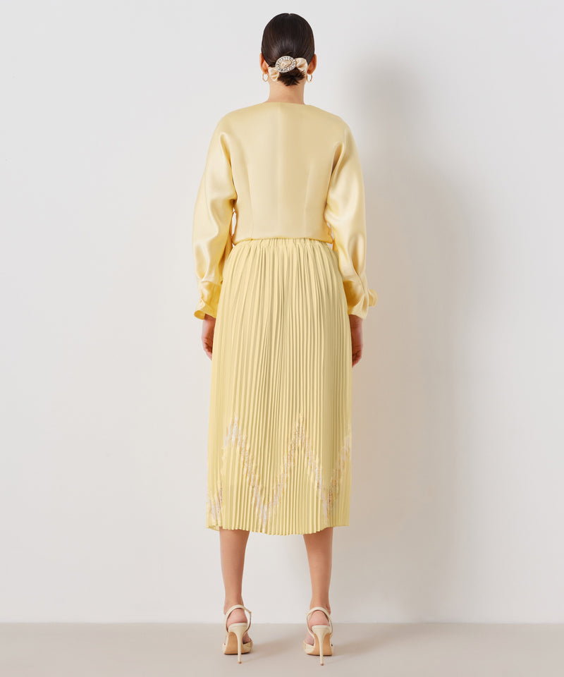 Ipekyol Pleated With Lace Detail Skirt Yellow