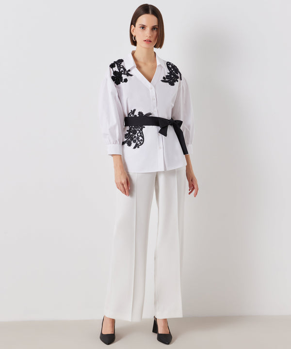 Ipekyol Contrast Shirt With Embroidered Detail White