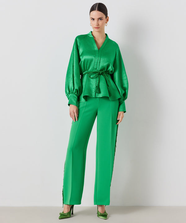 Ipekyol Solid Trousers With Tassel Bead Detail Green