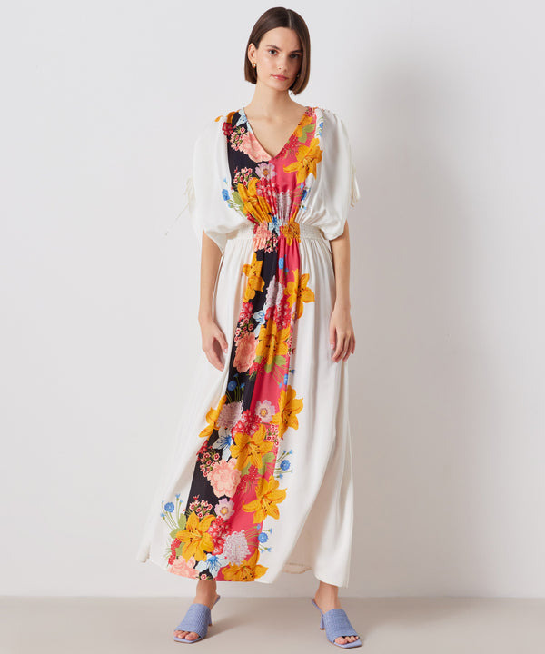Ipekyol Floral Shirred Waist Maxi Dress Ecru