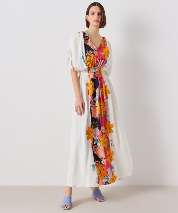 Ipekyol Floral Shirred Waist Maxi Dress Ecru