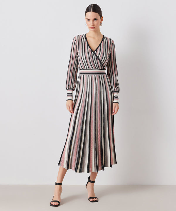 Ipekyol Striped Pattern Pleated Dress Mink