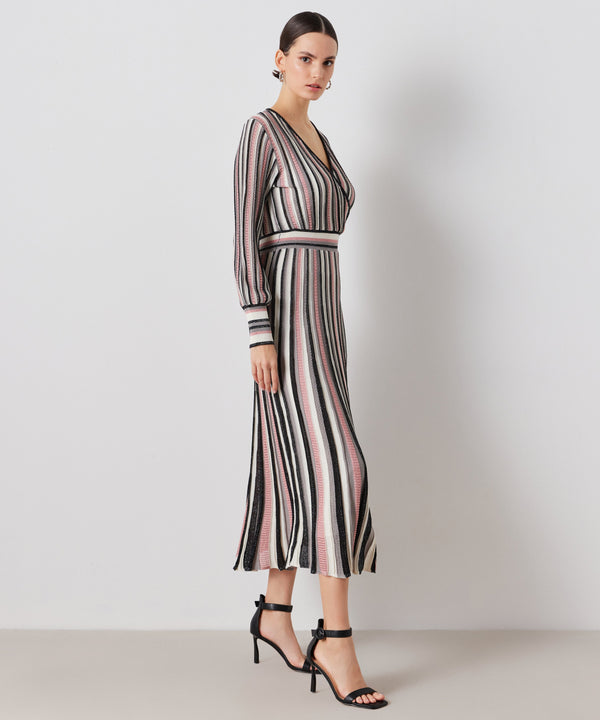 Ipekyol Striped Pattern Pleated Dress Mink