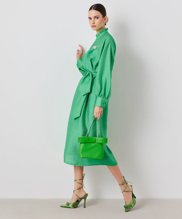 Ipekyol Textured Dress With Brooch Detail Green
