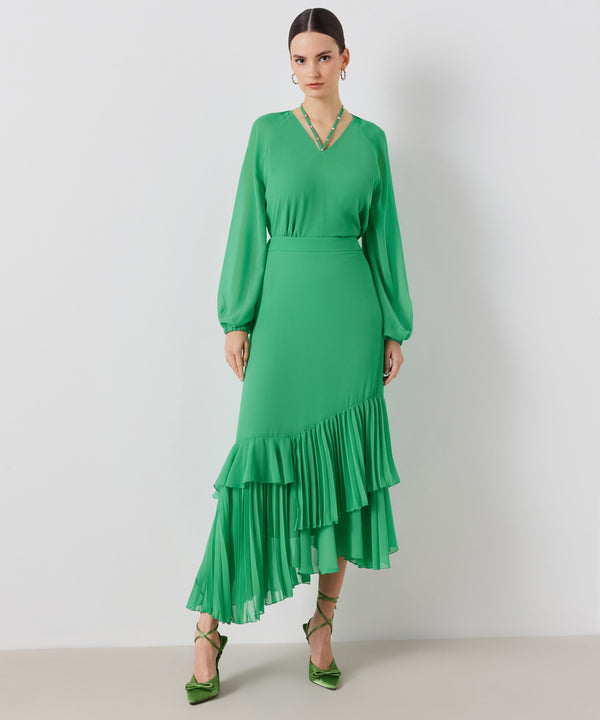 Ipekyol Asymmetrical Pleated Maxi Skirt Green