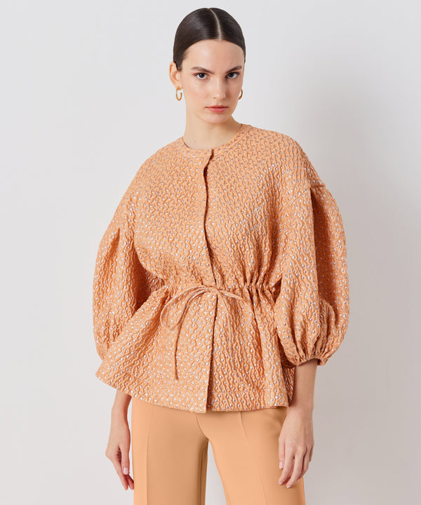Ipekyol Jacquard Jacket With Adjustable Waist Peach