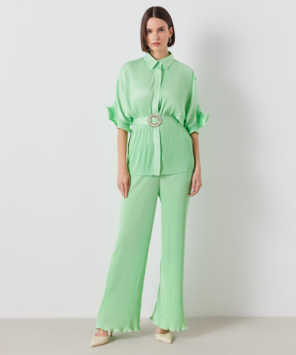 Ipekyol Pleated Shirt With Belt Accessory Mint Green