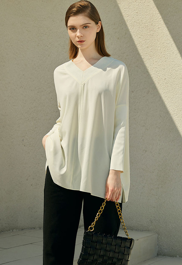 Choice Basic Smart Loose Fit Blouse Off White