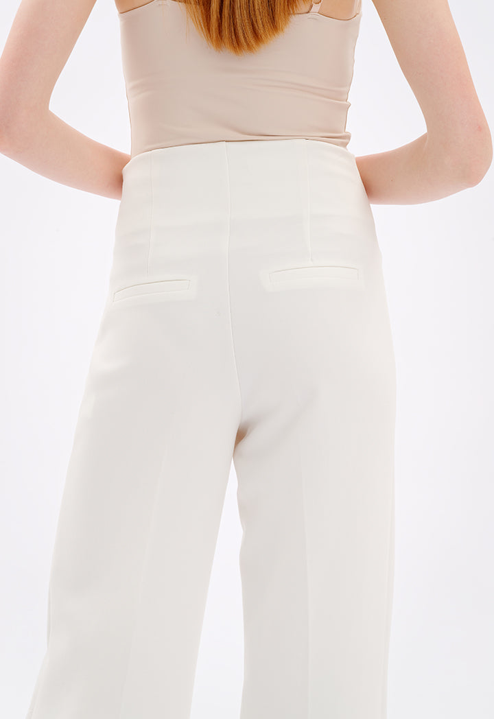 Choice High Waist Wide Legs Trousers Off White