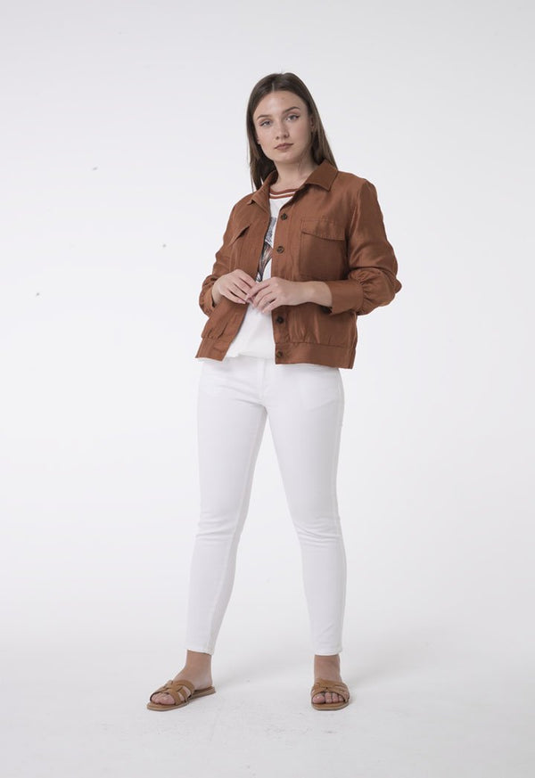 Apanage Linen Long Sleeve Double Pocket Shirt  Brown