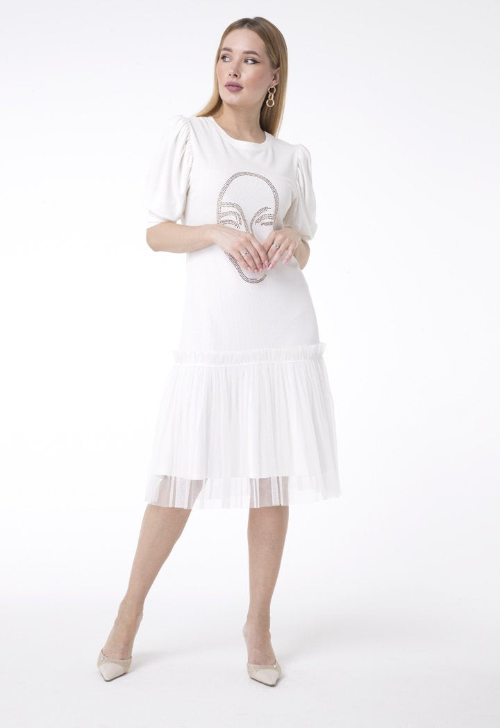 BERRIN Asymmetrical Sequin Long Dress BONE