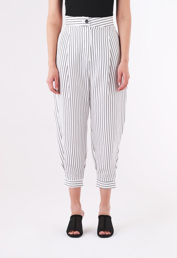 BERRIN Striped High Waist Trouser BONE