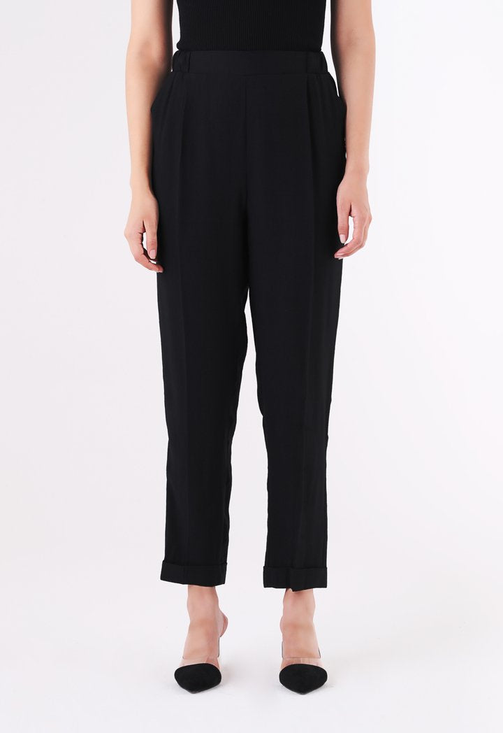 BERRIN Plain High Waist Trouser BLACK