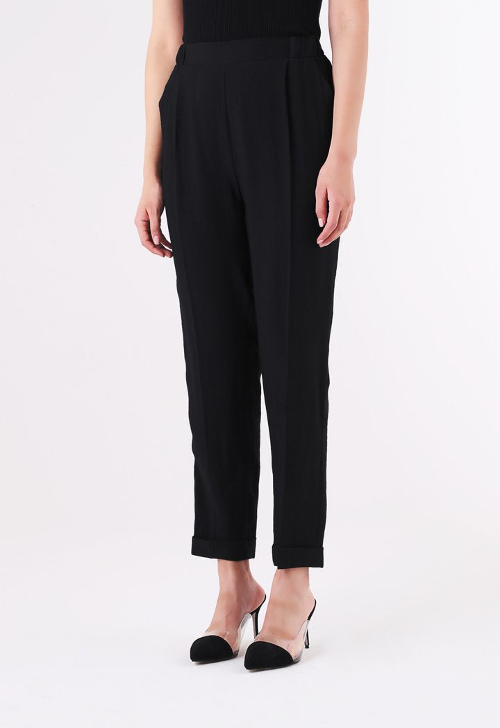 BERRIN Plain High Waist Trouser BLACK