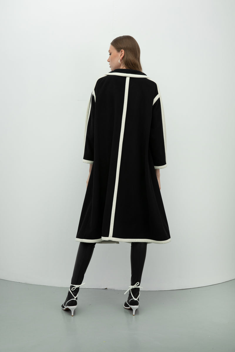 Baqa Piping Detail Coat Black