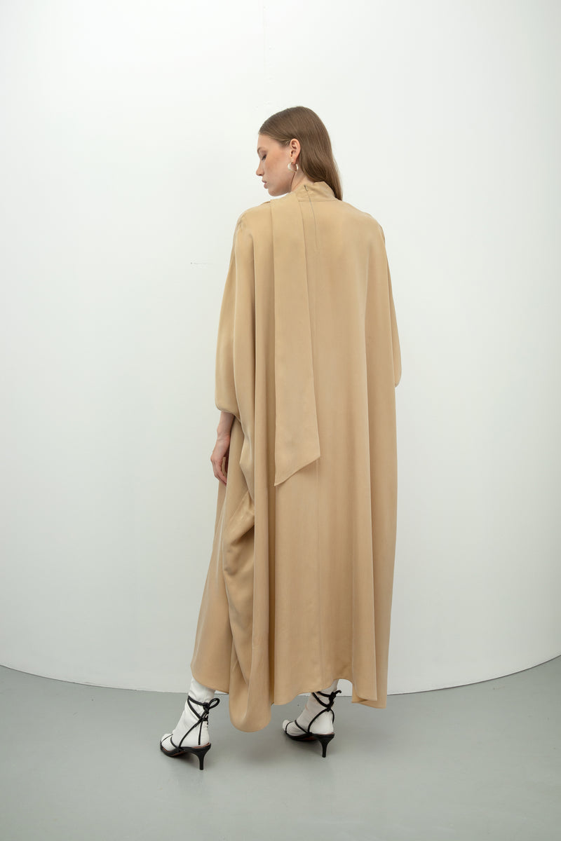 Baqa Wide Sleeve Oversized Dress Beige