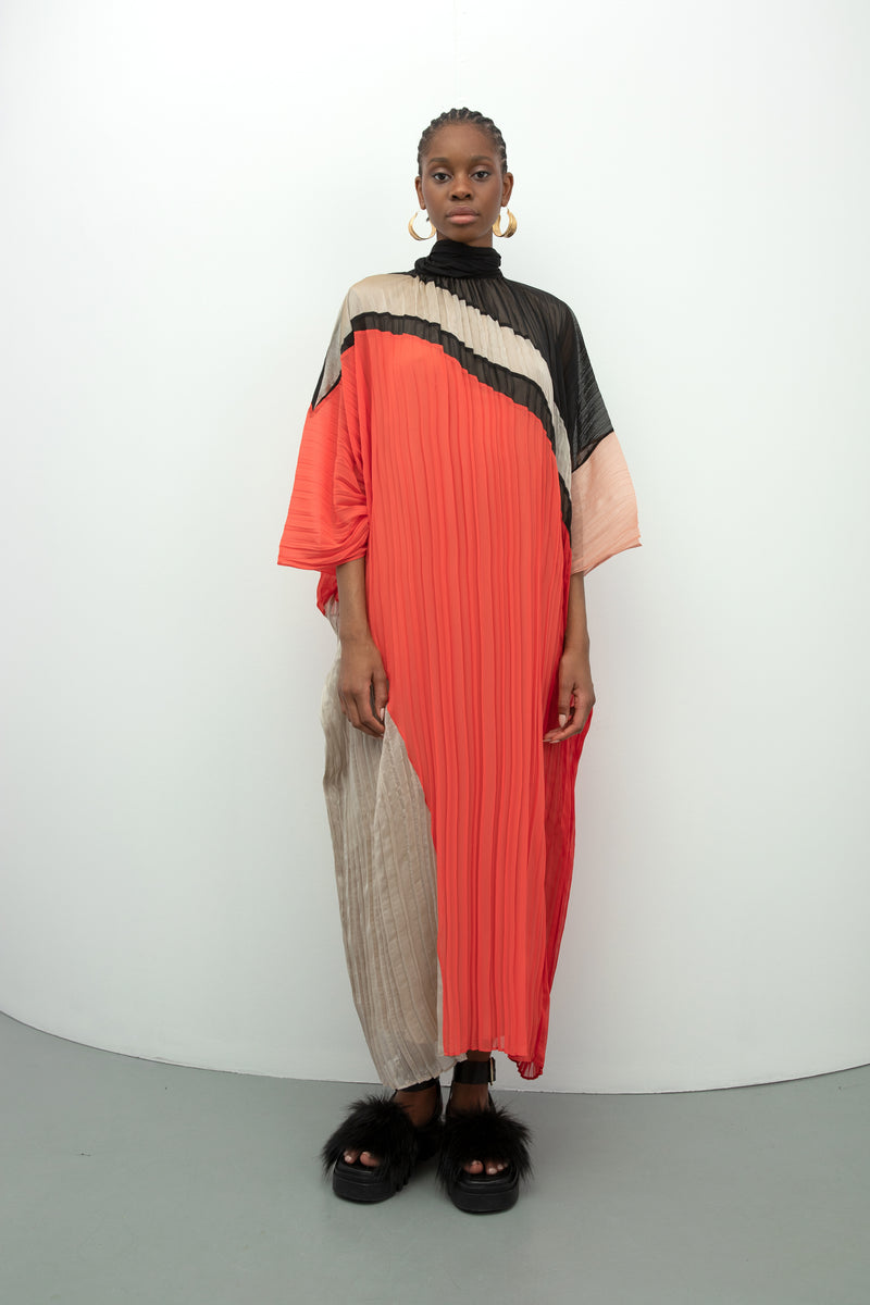 Baqa Colorblock Pleated Dress Multicolor