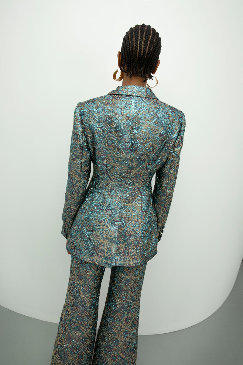Baqa Jacquard Pattern Jacket Blue
