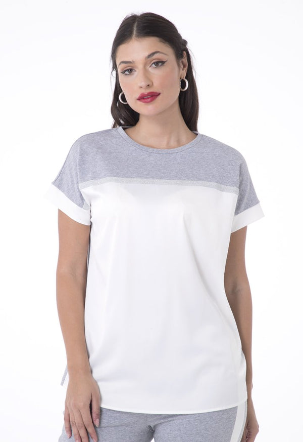 Choice Combi Top With Shimmering Details Grey