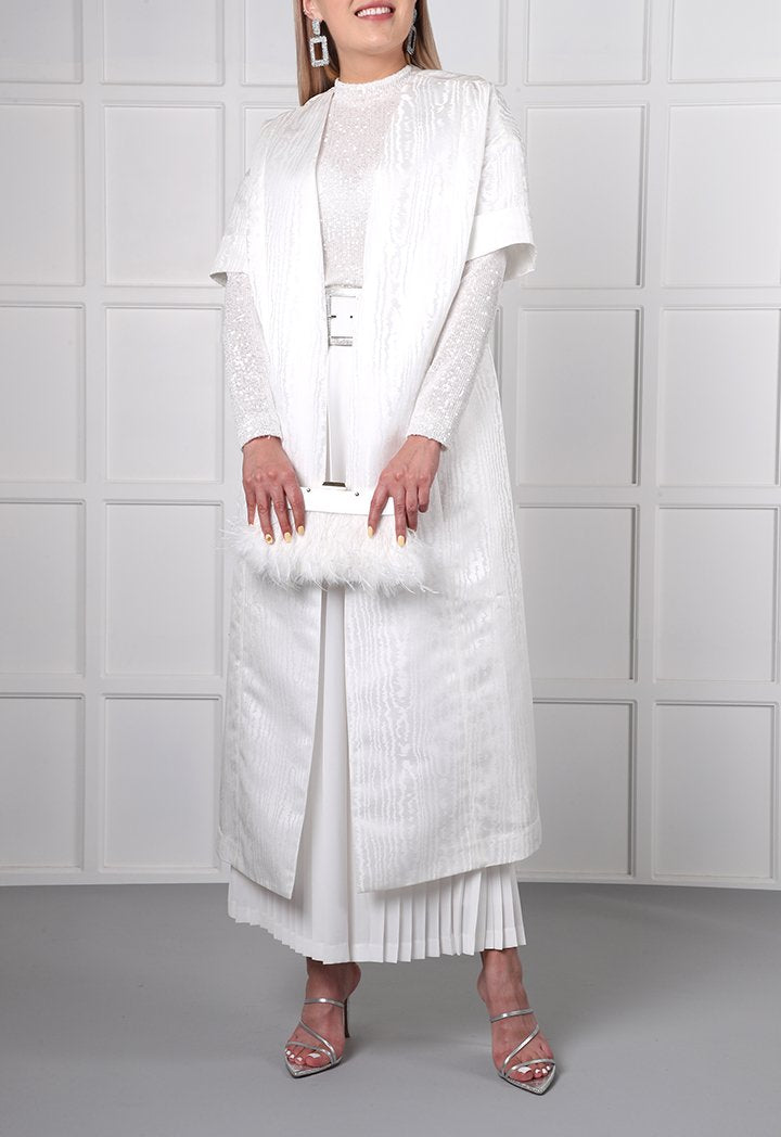 Choice Jacquard Midi Outerwear
 Off White - Wardrobe Fashion